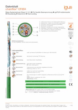 Technisches Datenblatt chainflex® Messystemleitung CF894