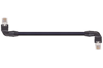 Konfektionierte CAT5e Leitungen L-/T-Winkel, beidseitig, PUR torsion, Stecker A: Hirose RJ45, Stecker B: Hirose RJ45