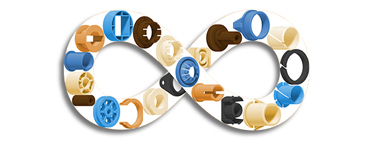 Verschiedene individuell von igus® angefertigte Speziallager