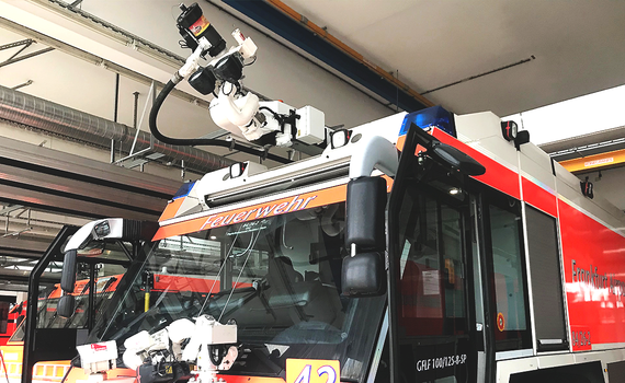 3D-Druck-Zahnräder in einem Stellmotor im Dachwerfer eines Feuerwehrwagens
