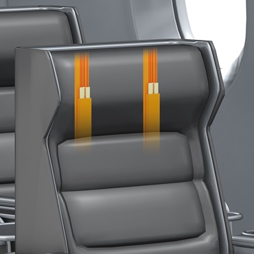 Flugzeug-Interieur: drylin Profilführungen in Kopfstütze