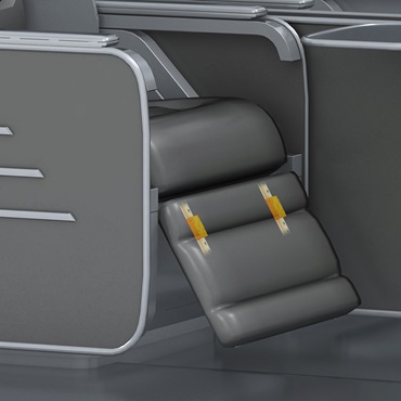 Flugzeug-Interieur: drylin Profilführungen in Beinablage