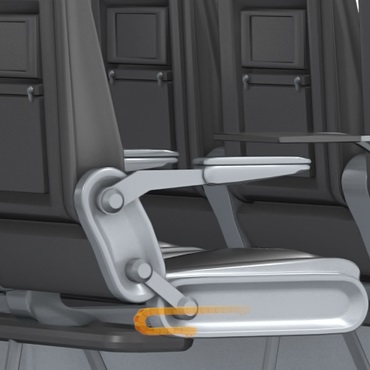 Flugzeug-Interieur: e-kette in horizontaler Sitzverstellung