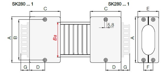 e-skin SK28 Anschlusselement Zeichnung