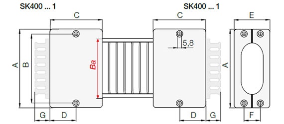 e-skin SK40 Anschlusselement-Zeichnung