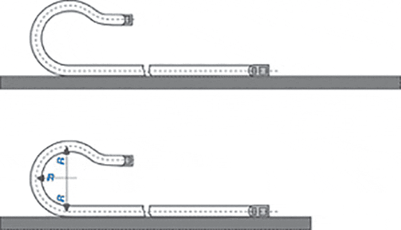 Bend radius of a cable carrier